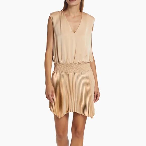Ramy Brook Rori Satin Pleated Minidress